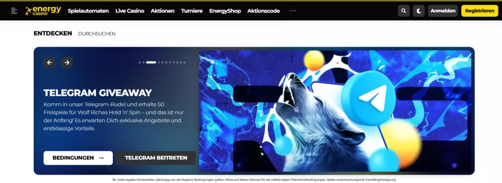 Energy Casino Willkommensbonus und Freispiele